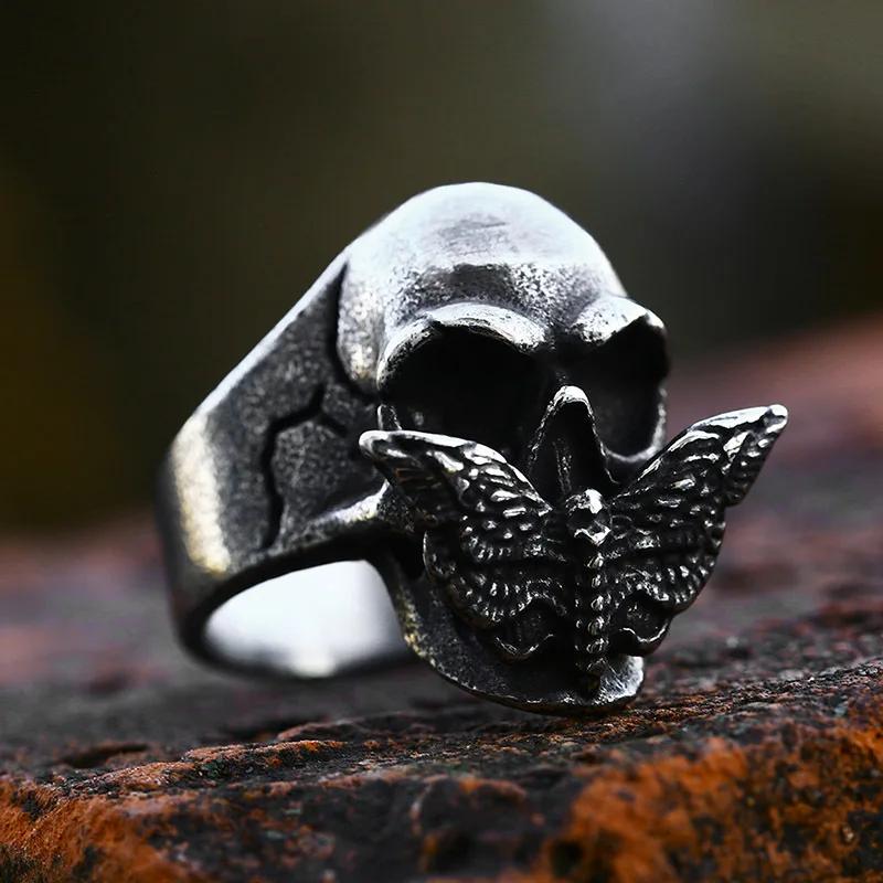 Anelli a Teschio Gotici Multistile per Uomo Acciaio Inossidabile Biker Motociclista Gioielli Anello Festa di Halloween Dropshipping