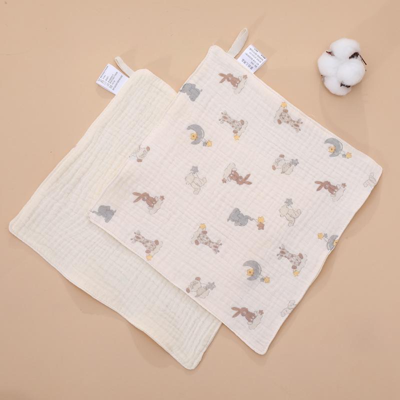 

Детский четырехслойный муслиновый хлопковый носовой платок - Печатное марлевое полотенце для детей 25x25 cm, Four-layer 15g each