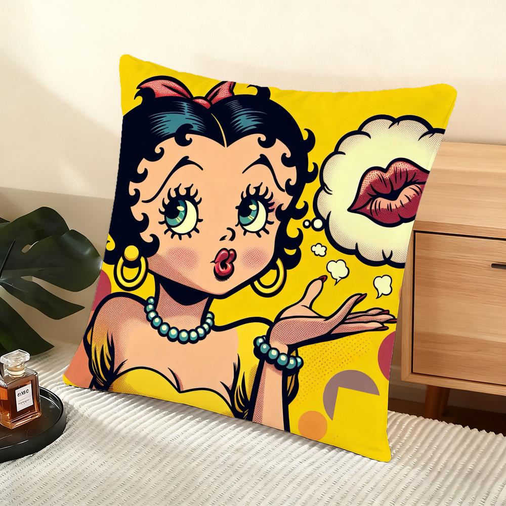 B-Betty B-Boop Cushion Cover Soft Short Plush Pillow Cover Smooth Cozy Texture Aesthetic Cushion Case Home Decor