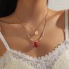 Ocean Style Multi-Layer Necklace: Fashionable Shell Pendant & Mirror Design