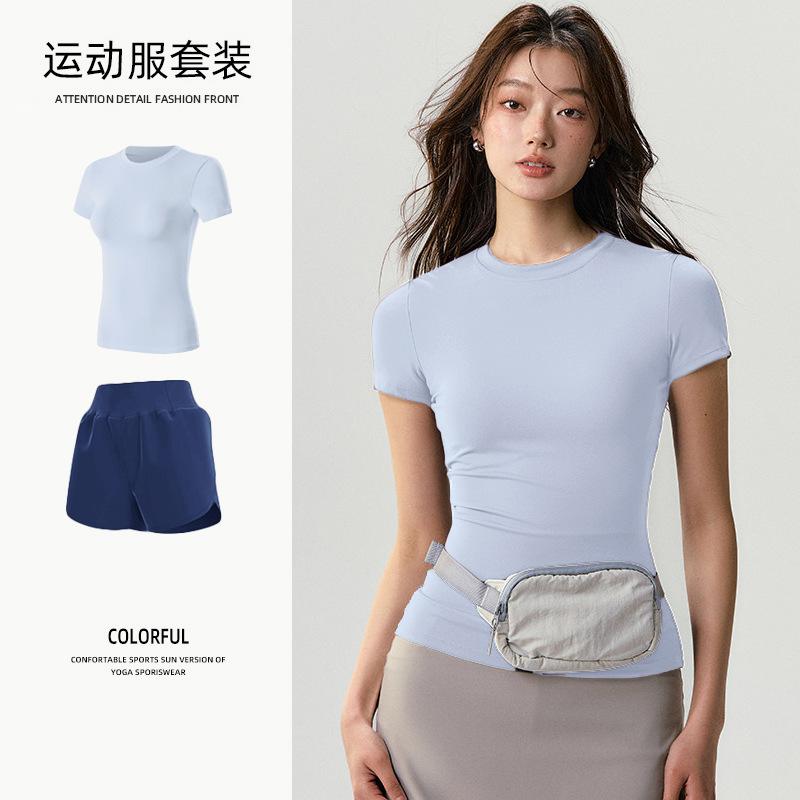 Basic Yoga T-shirt Women's Waist Versatile Fitness Short-sleeved Running Quick-drying Yoga Clothes Tight Top