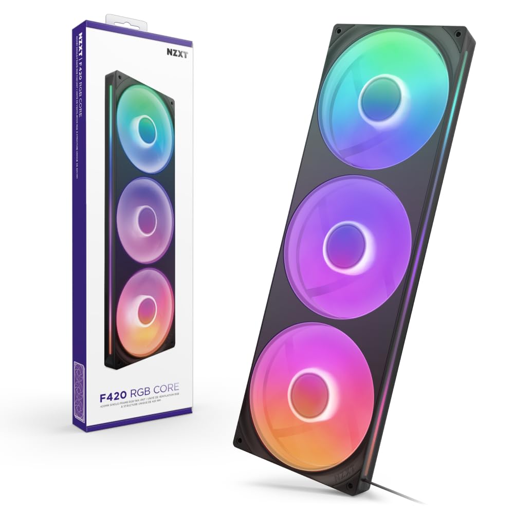 

NZXT F420 RGB Core Fan Black 420mm single frame RGB fan FN2515 3-fan RF-U42HF-B1 чорний