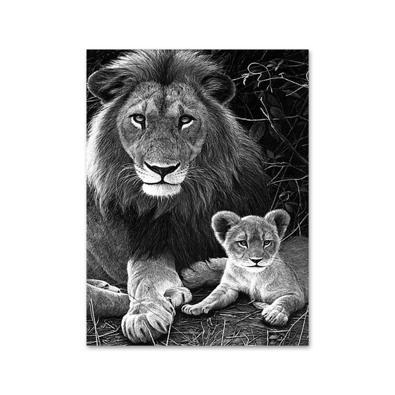 Modern Animal Lovely Lion Canvas Painting Posters and Prints Wall Art Pictures for Living Room Home Decoration Cuadros