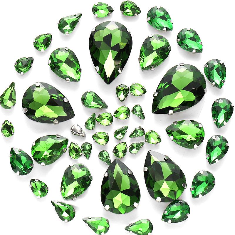 50pcs Hand-Sewn Water Drop Rhinestones: Colored Crystal Glass for DIY Wedding Dress and Clothing Accessories