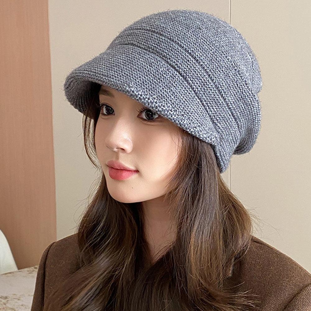 

Solid Color Knitted Earflap Hat Warm Design Cycling Earmuff Caps Pullover Hat For Women Girls серый
