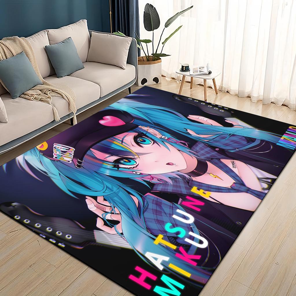 3D M-MIKUS Music VOCALOID Cartoon Girl Rug Carpet for Living Room Bedroom Home Decor,kids Play Non-slip for Sofa Doormat