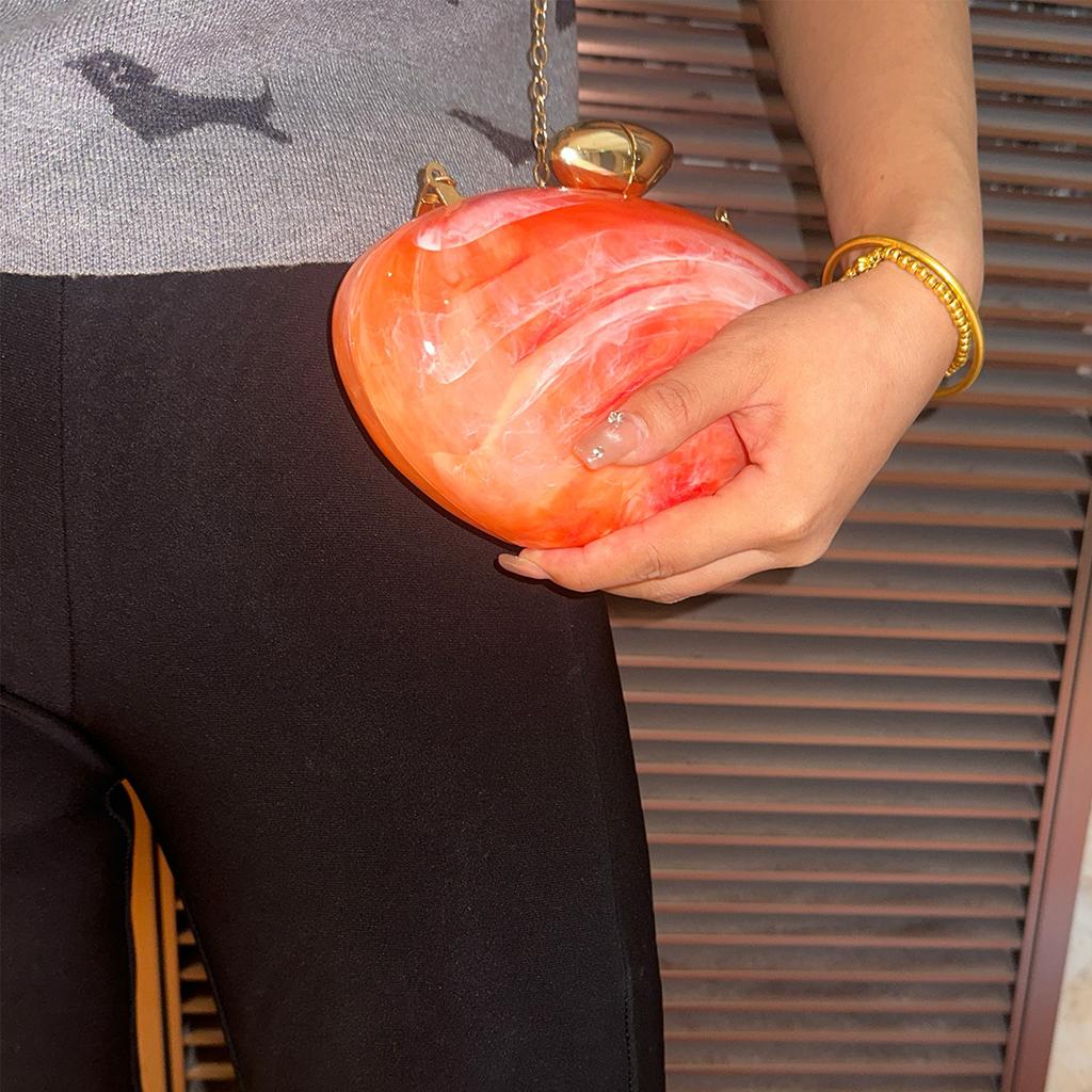 Fashion Marble Acrylic Women'S Hand-Held Niche Design Goose Egg Dinner Bag Shoulder Bag