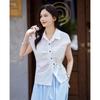 TERRE BLEUE Women's Loose Fit Short Sleeve Shirt