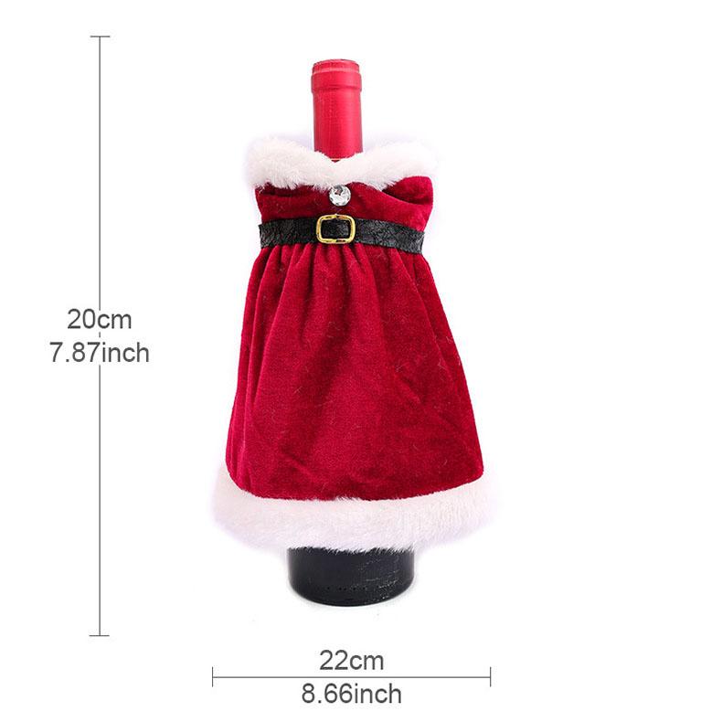 Red Wine Christmas Dining Table Set with Fashion Christmas Wine Bottle Covers Decoration