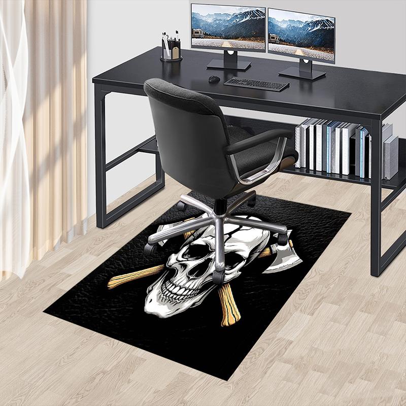 1PC Skull Axes Non-Slip Floor Carpet Compatible for Office&Living Room&Bedroom&Dining room - Flat-Weave Machine-W256