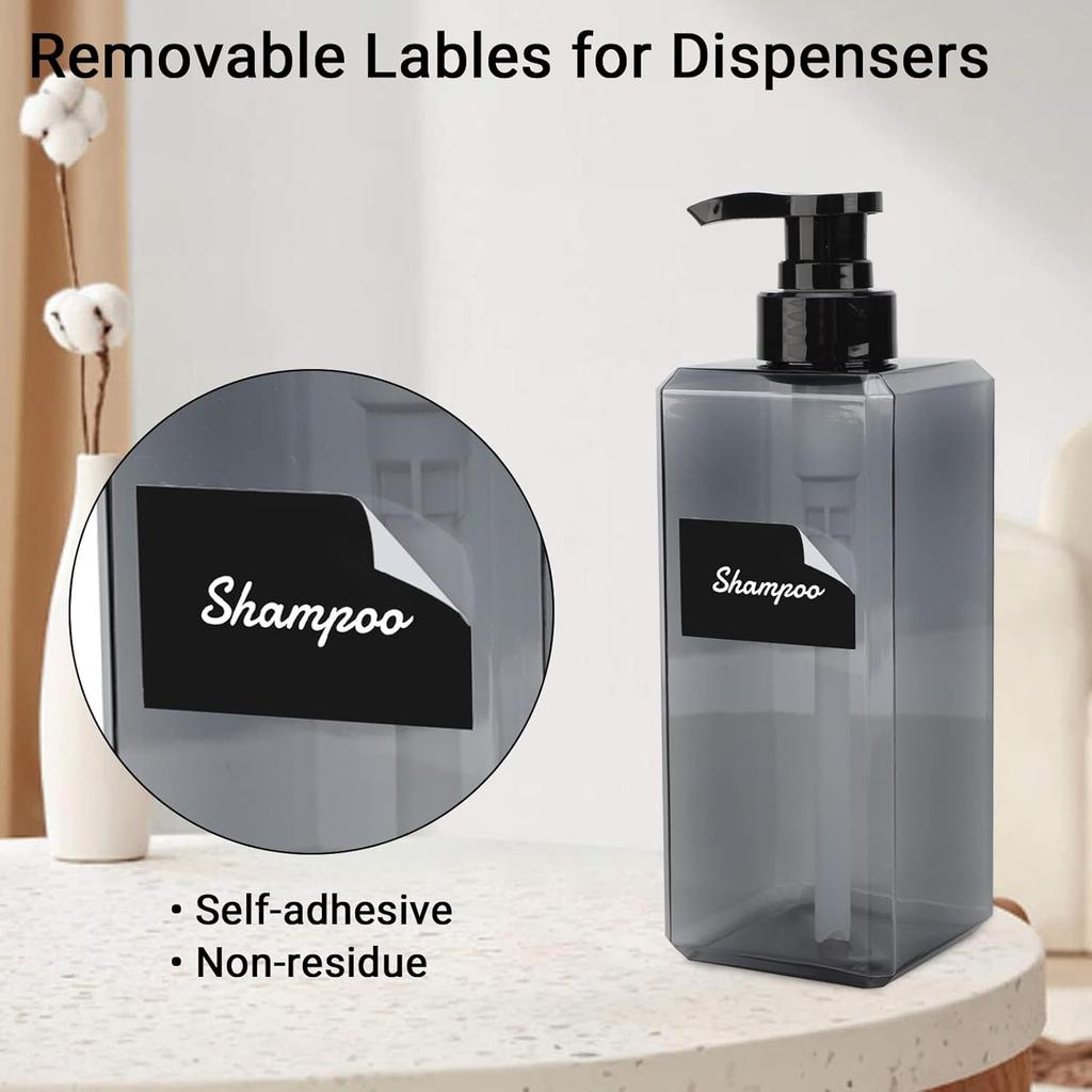Suream Waterproof Labels for Plastic/Glass Bottles, Kitchen&Bathroom Stick Lable for Shampoo, Soap, Lotion, Conditioner, Home Organization, Soap
