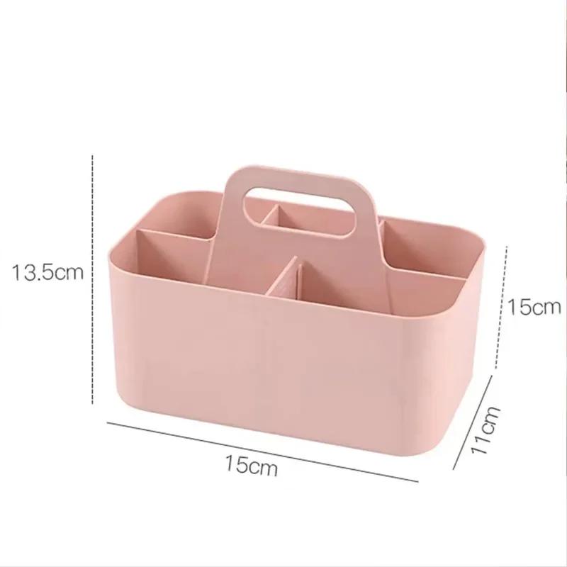4/8Grids Portable Office Stationery Organizer Plastic with Handle Desk Detachable Pen Holder Divider Makeup Brush Storage Box