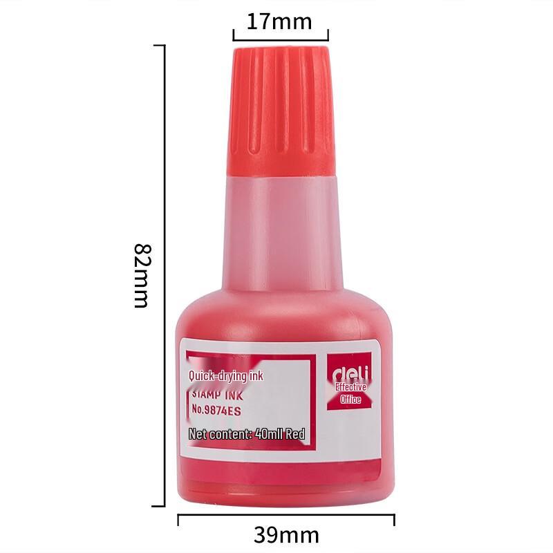 Deli 40ml Quick-Drying Red Stamp Ink (6-Pack)