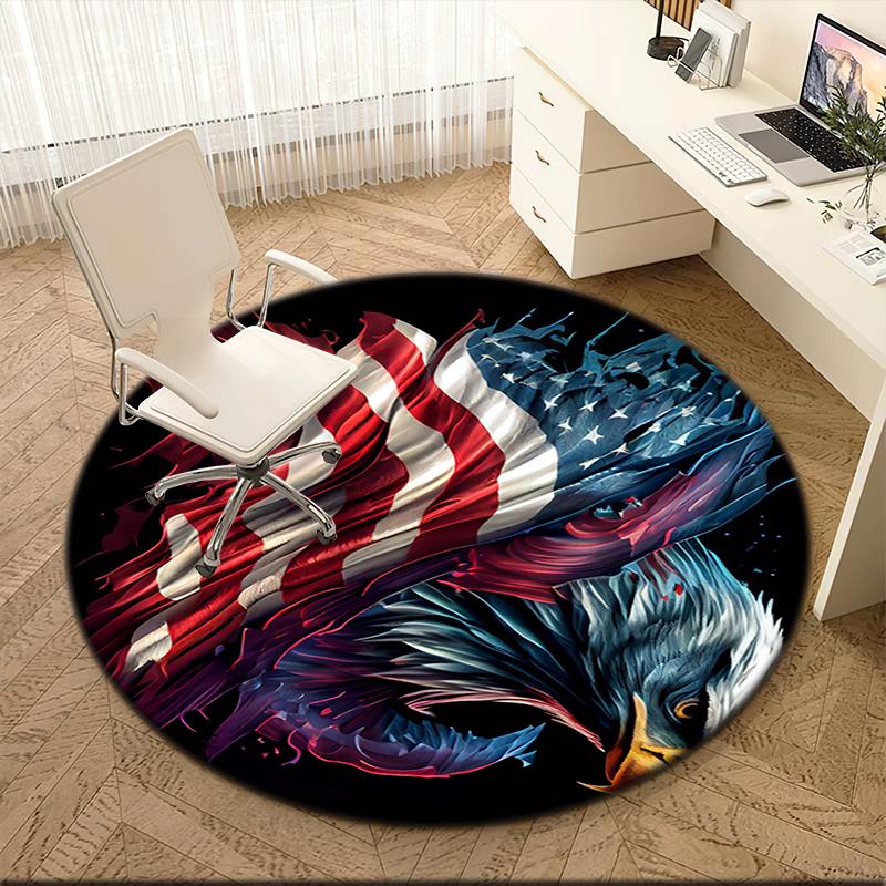 1pc American Bald Eagle Poster Round carpet Painted Printed circular carpet, home door mat, outdoor travel protection carpet