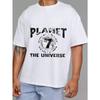 Crewneck T Shirt White Planet 7 The Universe Graphic Print Casual Wear for Men and Women Streetwear Fashion Trendy Design Summer Outfit