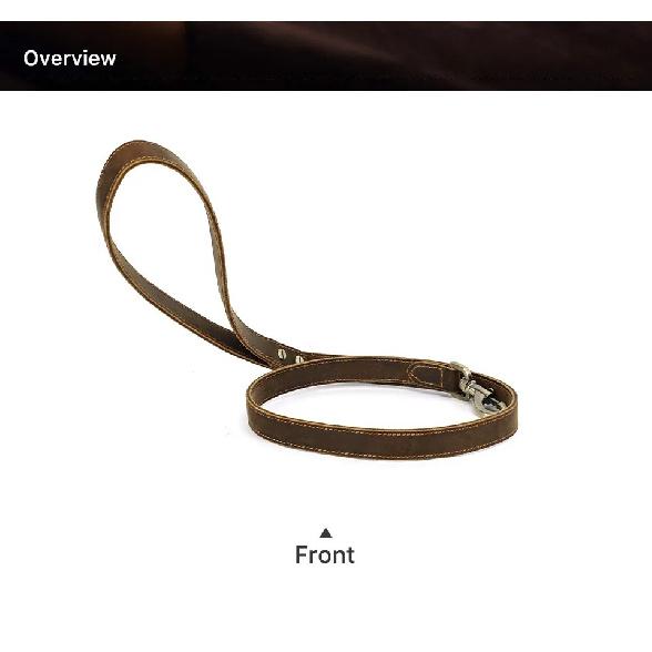 6.5 inch Hand-Made Genuine Leather Cowhide Pet Dog Leashes Accessories Collars Harnesses Leads Supplies Double-End Ventilate