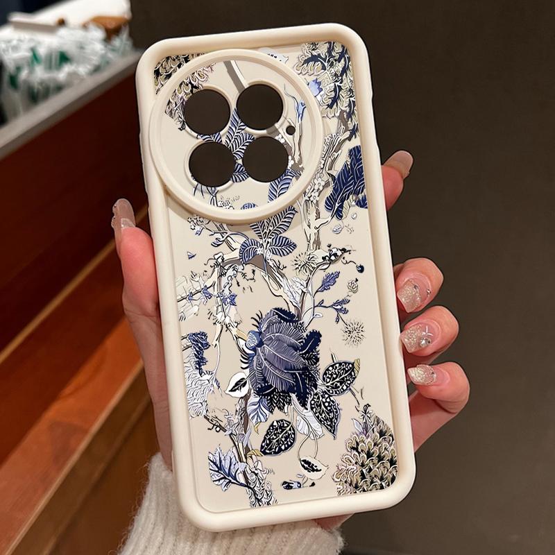 Luxury Retro Dark Floral Pattern Case For OnePlus 15 13 13T 12 Shockproof Bumper Soft Silicone Cover For Oneplus Nord 5 13R 12R 11R 5G