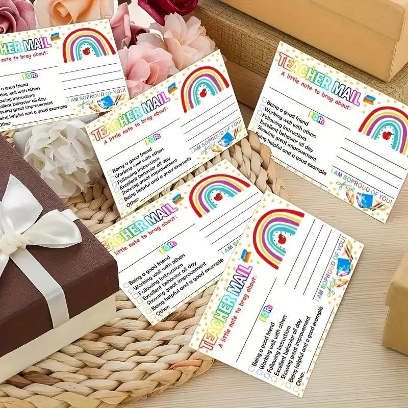 50pcs Rainbow Teacher Incentive Cards - Positive Behavior Motivation Notes for Students - Classroom Rewards