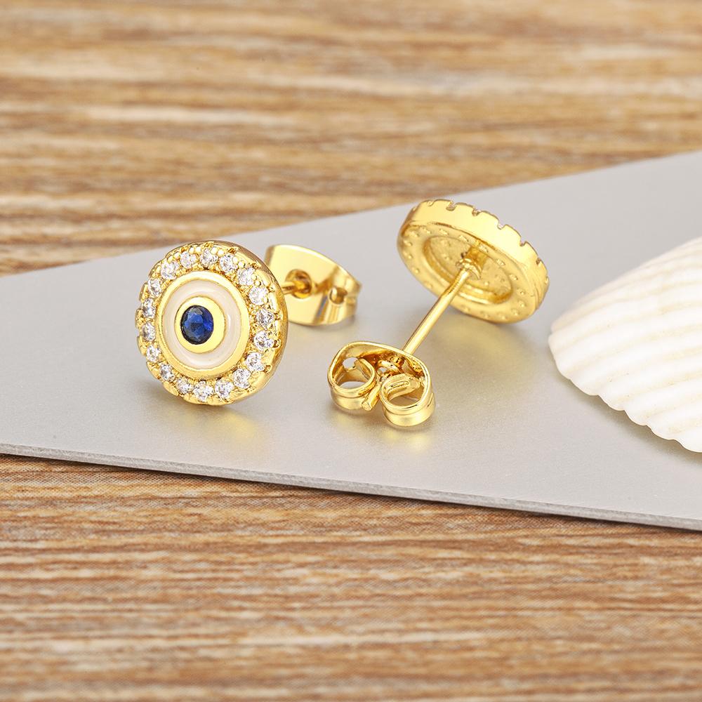 Nidin Modische Glücksbringer-Ohrstecker mit bösem Blick, funkelnden Zirkonia-Kristallen, für Damen, Persönliches Design, Ohrschmuck, Geschenke