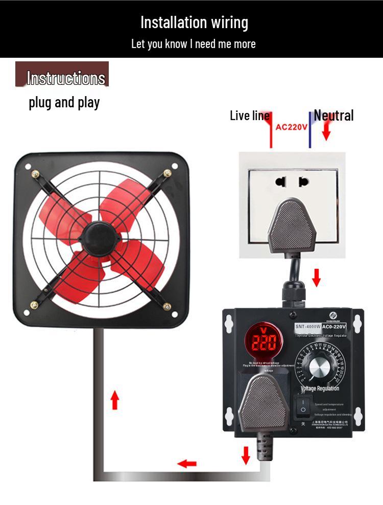 4000W Thyristor Voltage Regulator: Variable Speed Motor, Fan, Electric Drill & Temperature Controller (220V)