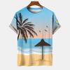 T-shirt Hawaiana da Uomo Stampata 3D, Maglietta Casual Estiva a Maniche Corte con Girocollo, Top con Stampa di Palma