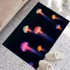 Neon Jellyfish Print Doormat, Non-Slip Entrance Floor Mat with Colorful Glowing Jellyfish on Black Background, Indoor Rug for Ocean Lovers