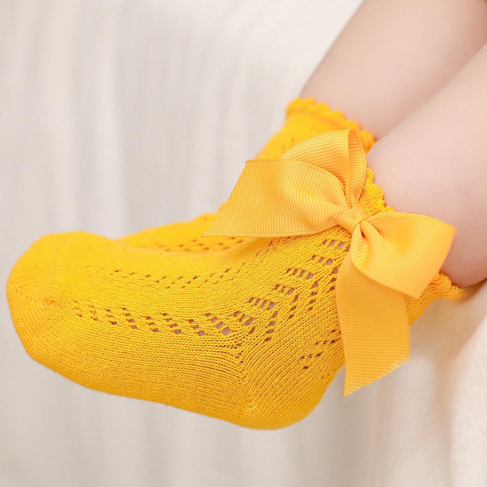 Sommer Mesh Neugeborenen Baby Mädchen Socken Mode Bogen Dünne Socken für Mädchen Infant Kleidung Zubehör Weiß Rot Farbe 0-5Year