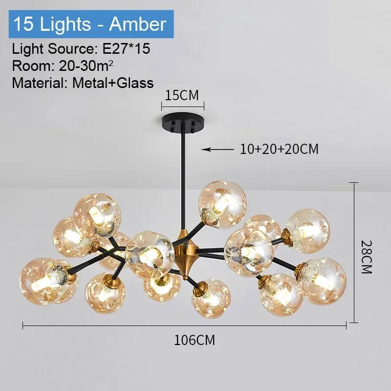 Nordic luxury living room glass ball chandelier home decoration dining room kitchen bedroom ceiling chandelier indoor lighting