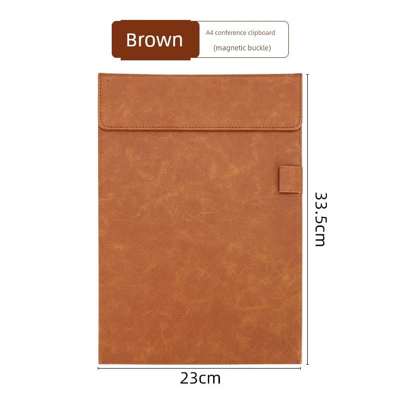 Leather Magnetic Board Clip Writing Pad Plywood Retro File Office Conference Signature Pen Writing Pad Leather Clip Paper Pad Plywood Business Folder A4 Brown [Leather]