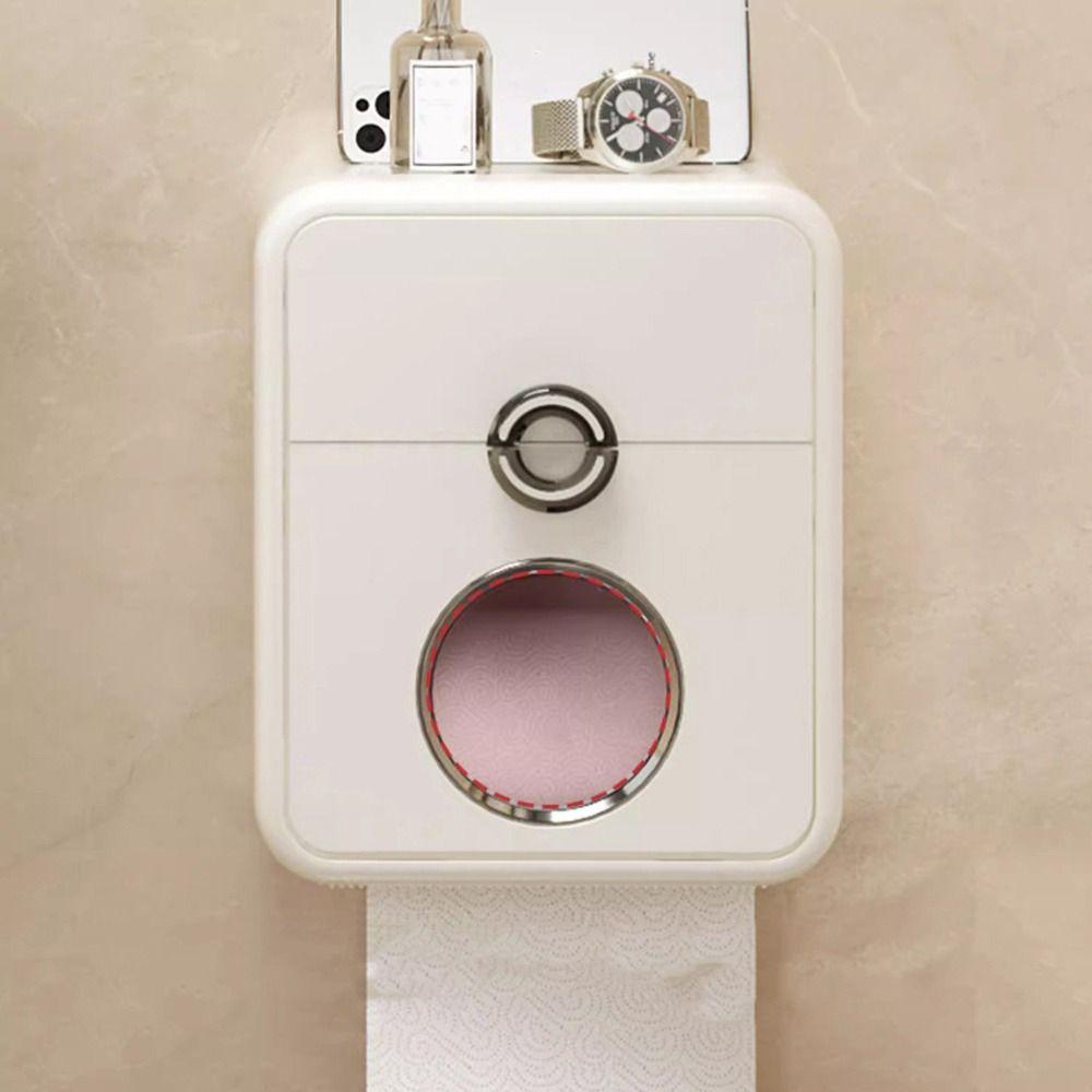 Punch-Free Toilet Tissue Box Plastic Paper Towel Holder Roller Tissue Holder  Bathroom