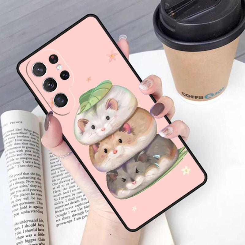 Cute Lovely Pet Hamster Phone Case Cover For Samsung Galaxy S24 S25 Ultra S21 S22 Ultra S10E Note 10 Plus Note 20 FE S23