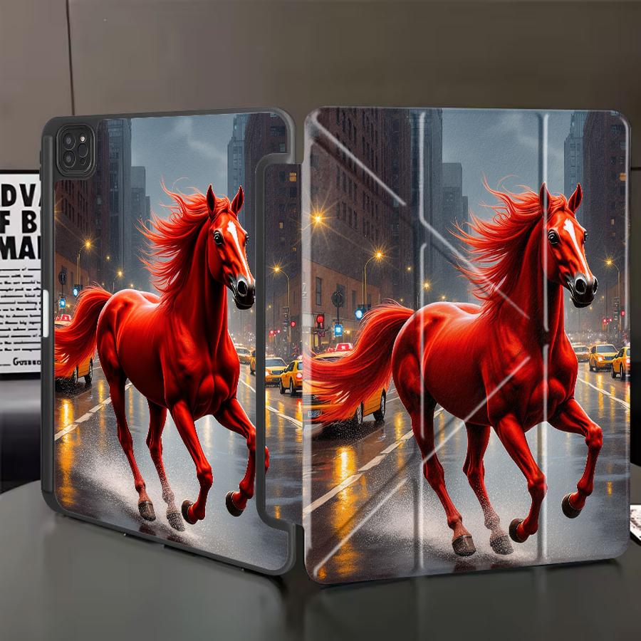 

Holder Cover Tablet Case For iPad Mini 6 7 Pro 11th 10th 9th 8th 7th 12.9inch Air 4 5 M3 M2 1 2 M4 11inch Pro 2025 Red Horse iPad Mini 6 8.3