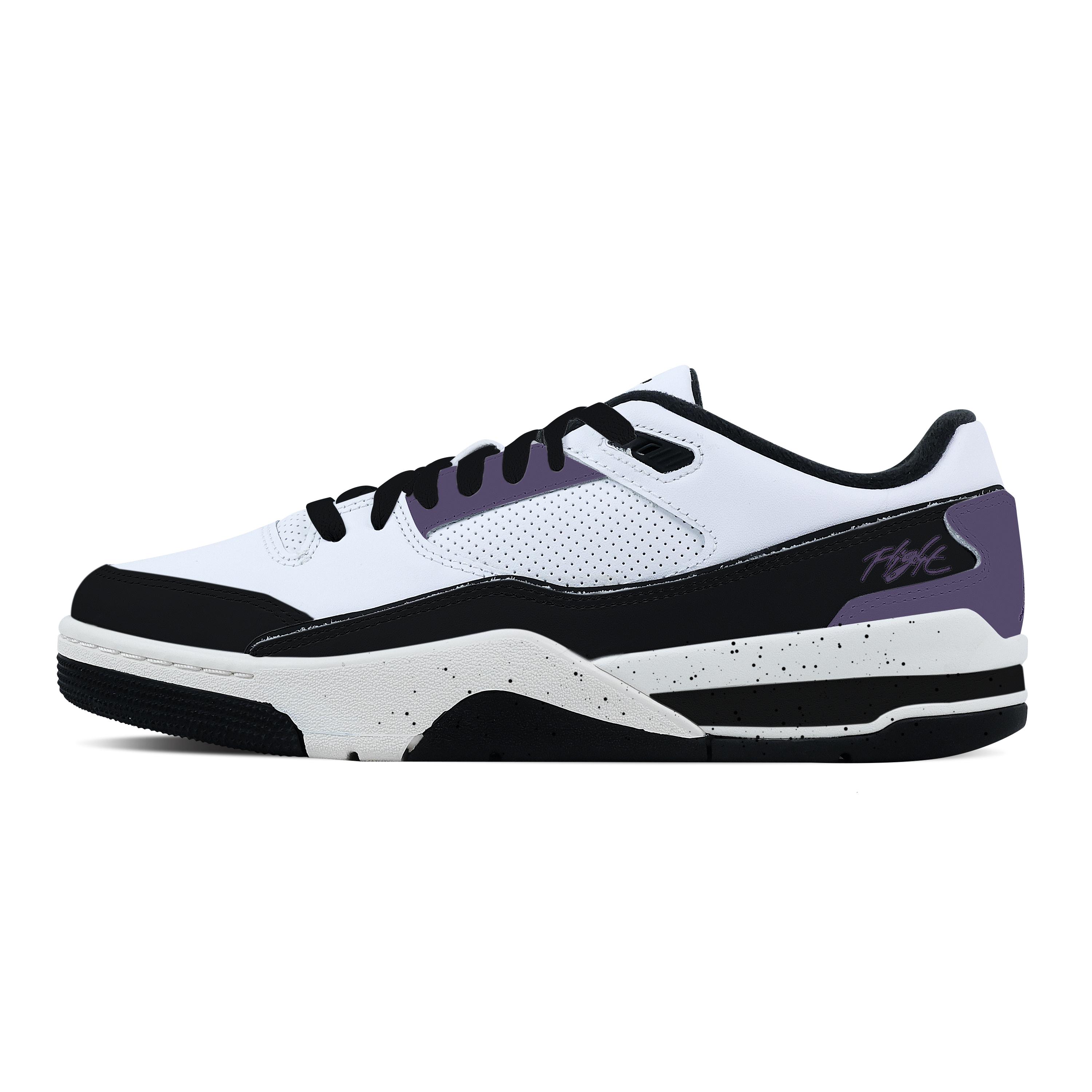 

Jordan FLIGHT COURT Purple Solitude Avant Garde Abrasion Resistant Low top Vintage Basketball Shoes Men s Black White HF3255-100(Team529-) 45