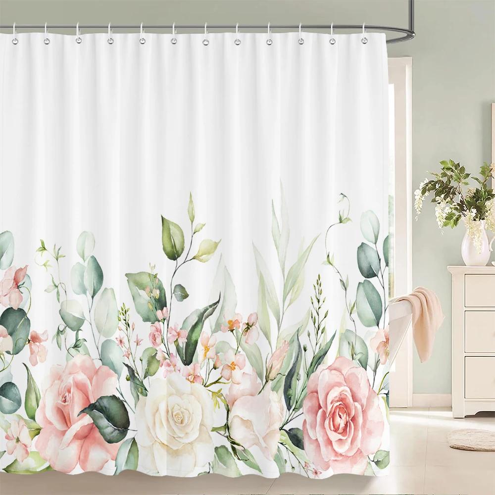 3D beautiful rose flowers printed bathroom curtain polyester waterproof with hooks home decor shower curtain bathroom screen