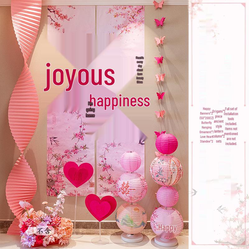 Wedding Decoration Set: Groom & Bride's Room Ornaments with Bunting & Robe Wall Décor