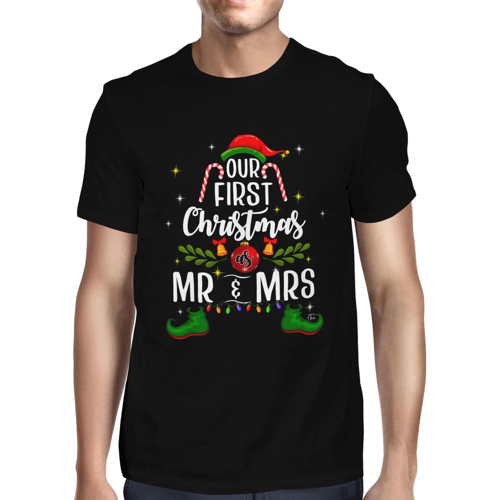 1Tee Mens Our First Christmas as Mr & Mrs! T-Shirt XL