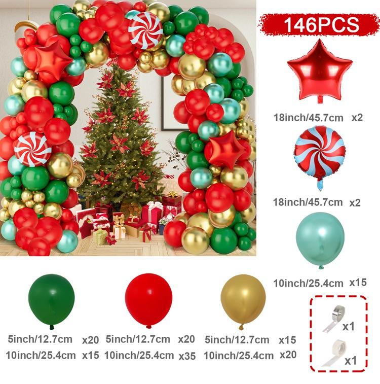 Julballongbåge Grönt guld Röd låda Godisballonger Garlandkon Explosion Stjärnfolieballonger Nyår Julfestdekor