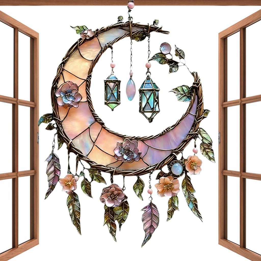 Outdoor Sun Catchers Moon Flower Window Decoration Acrylic Pendant Sunshine Catcher Ornament For Garden Home Room