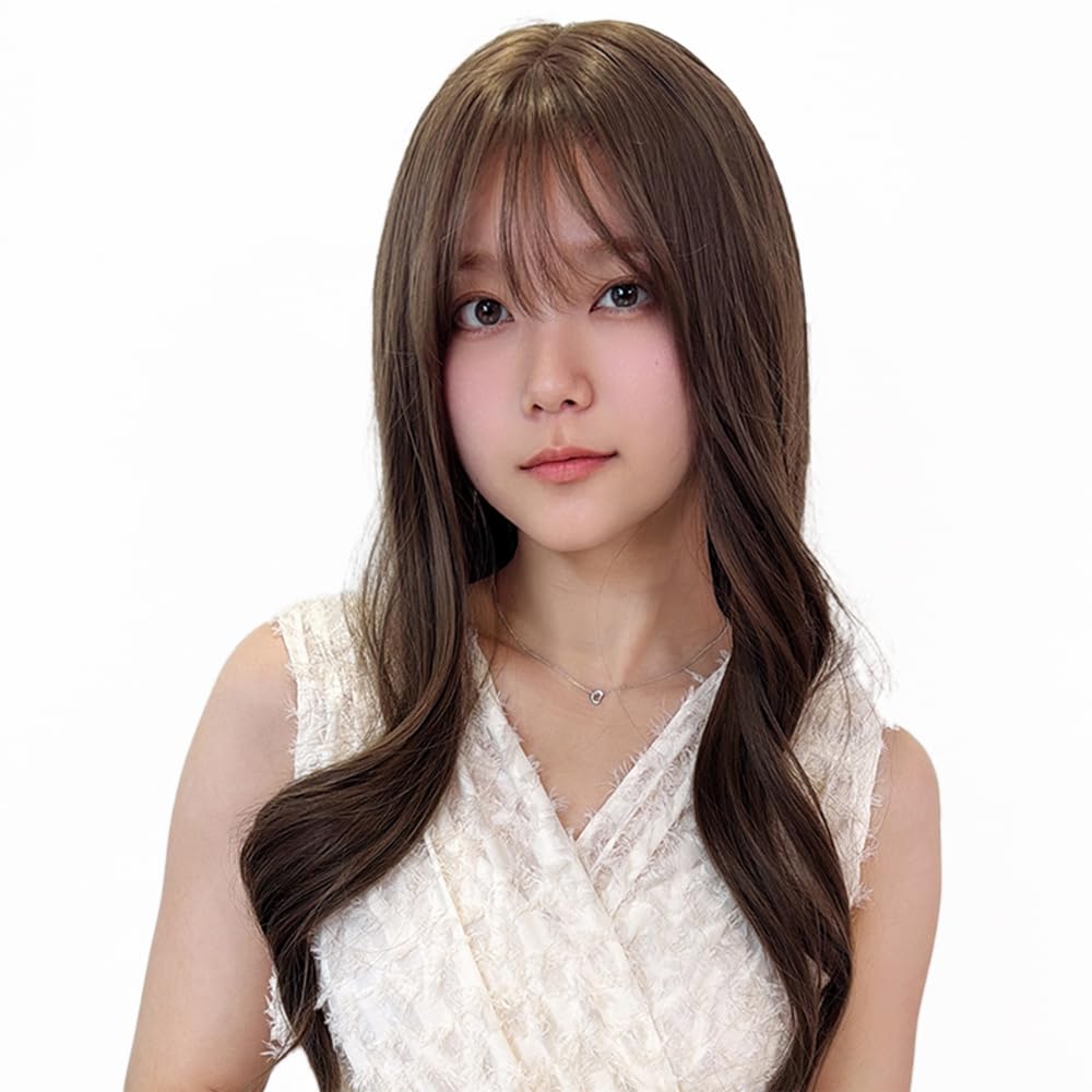 

AQUADOLL Кудрявый длинный парик для светлых/каштановых волос с прозрачной челкой, высокий тон, один размер подходит большинству (WBG, Водяной бежевый, wg360WBG)