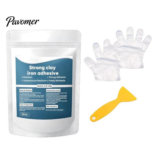 Epoxy Repair Putty 1/3 Sets High Strength Multi-Purpose Clay, Strong Clay Iron Adhesive with Scraper Industrial Bonding Paste & Gloves, for 1 Set серый