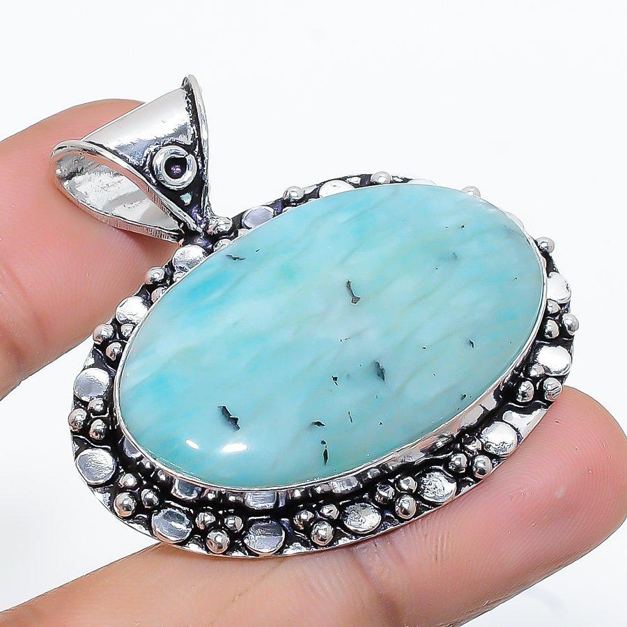 

Этническая ювелирная подвеска ручной работы с амазонитом 1,62 дюйма VR-4103