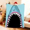 Cartoon Haai Grote Mond Kust Grappig Knuffel Mij Deken Voor Zacht Plaid Deken voor Picknick Bed Bank Huis Slaapkamer Warm Comfortabel