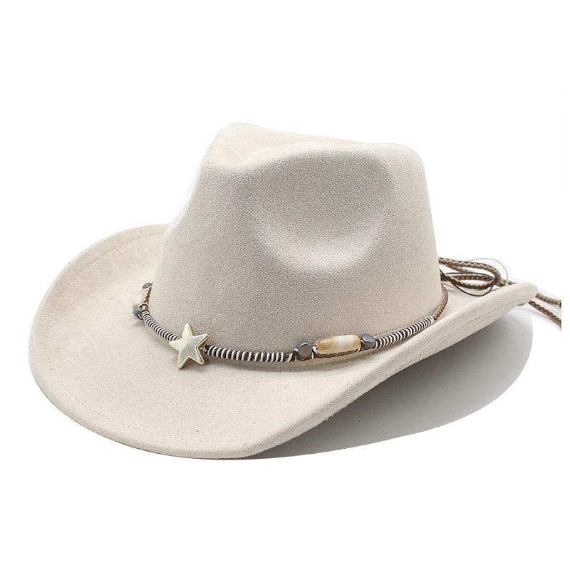 Bohemian Minority Suede Hat Belt Couple Hat Western Cowboy Top Hat