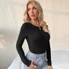 Spring and Summer Sexy Backless Round Neck Pullover Temperament Slim Long-sleeved T-shirt Bottoming Top