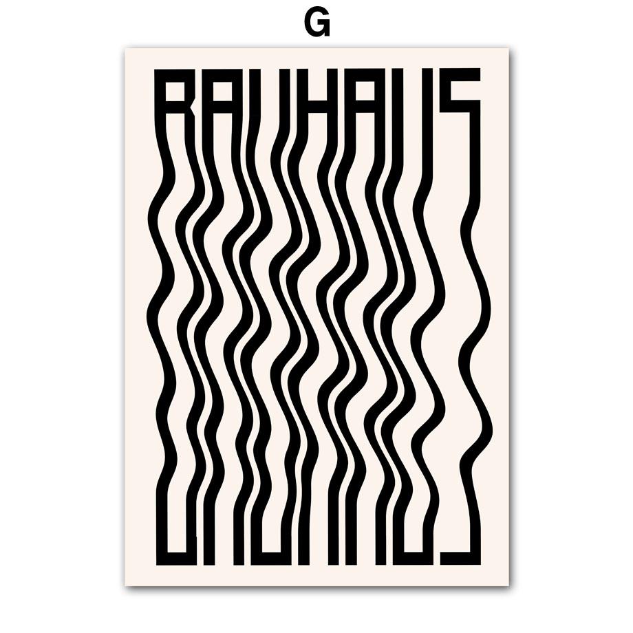 Linjer Randgeometri Bauhaus Abstrakt Väggkonst Dukmålning Nordiska affischer och tryck Väggbilder för vardagsrumsinredning