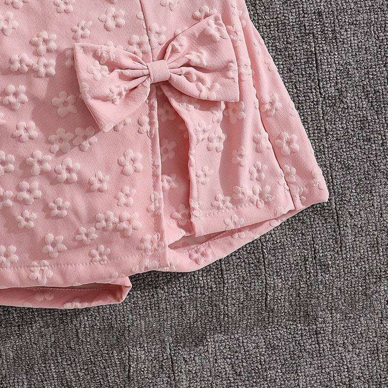 2026 Spring/Summer Girls' Asymmetrical Shoulder Camisole and Sweet Jacquard Bow Skort Set