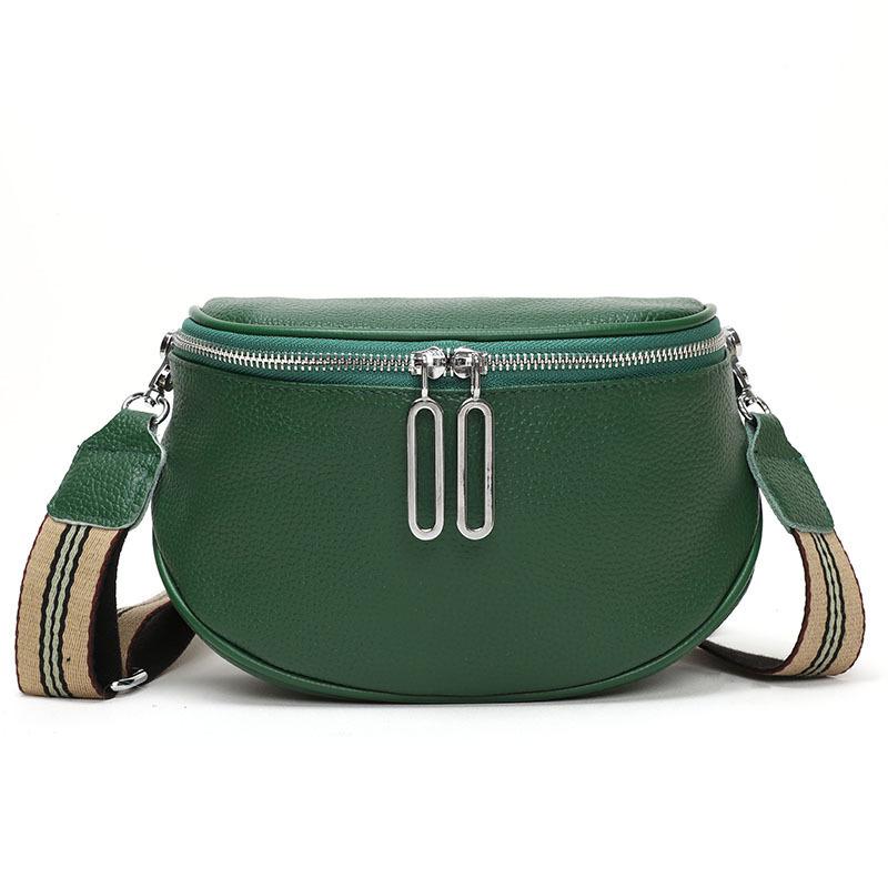 Leather Women's Bag First Layer Cowhide Saddle Bag Women's Bag New Trendy Fashion Casual Breast Bag Shoulder Messenger Bag