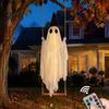 Large Hanging Ghost for Trees Luminous Halloween Swing with Witch Hat, Remote-controlled Adjustable Outdoor Party Brightness, Flying Ornament