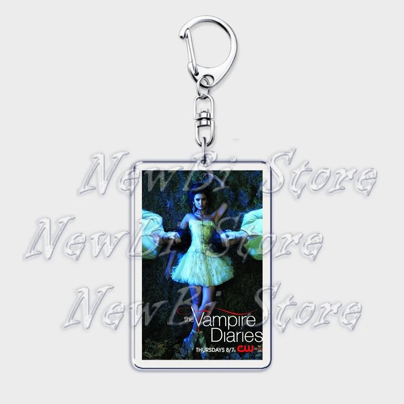 TVD The Vampire Diaries Keychain for Accessories Bag Damon Stefan Salvatore Elena Gilbert Key Chain Keyring Jewelry Fans Gifts