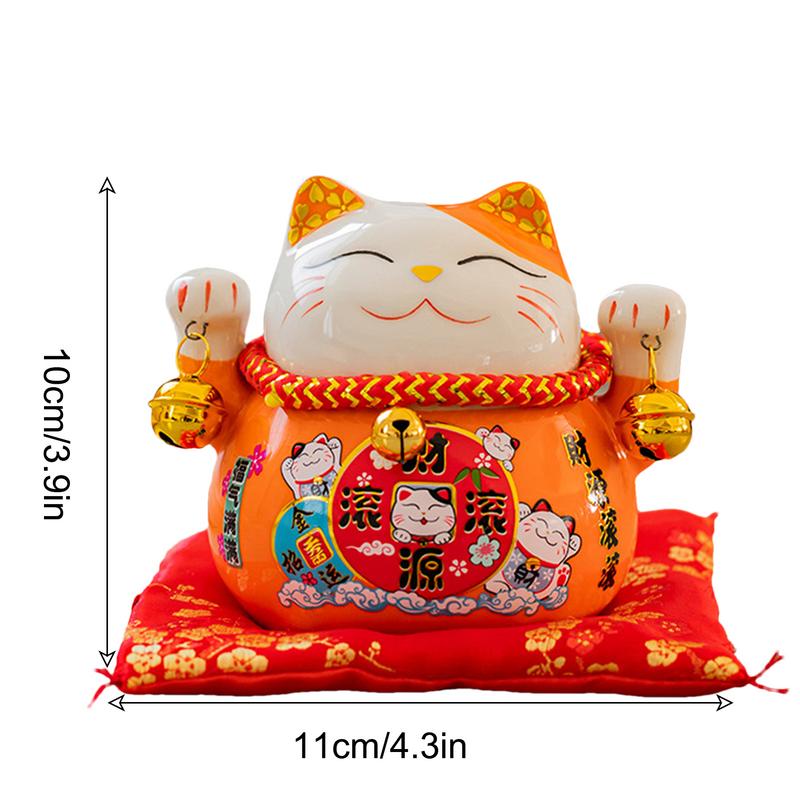 Lucky Feng Shui Cat Mini Figure Collection 4.5in Cute Wealth Cat Figurine Maneki Neko Feng Shui Fortune Creative Ceramics Home